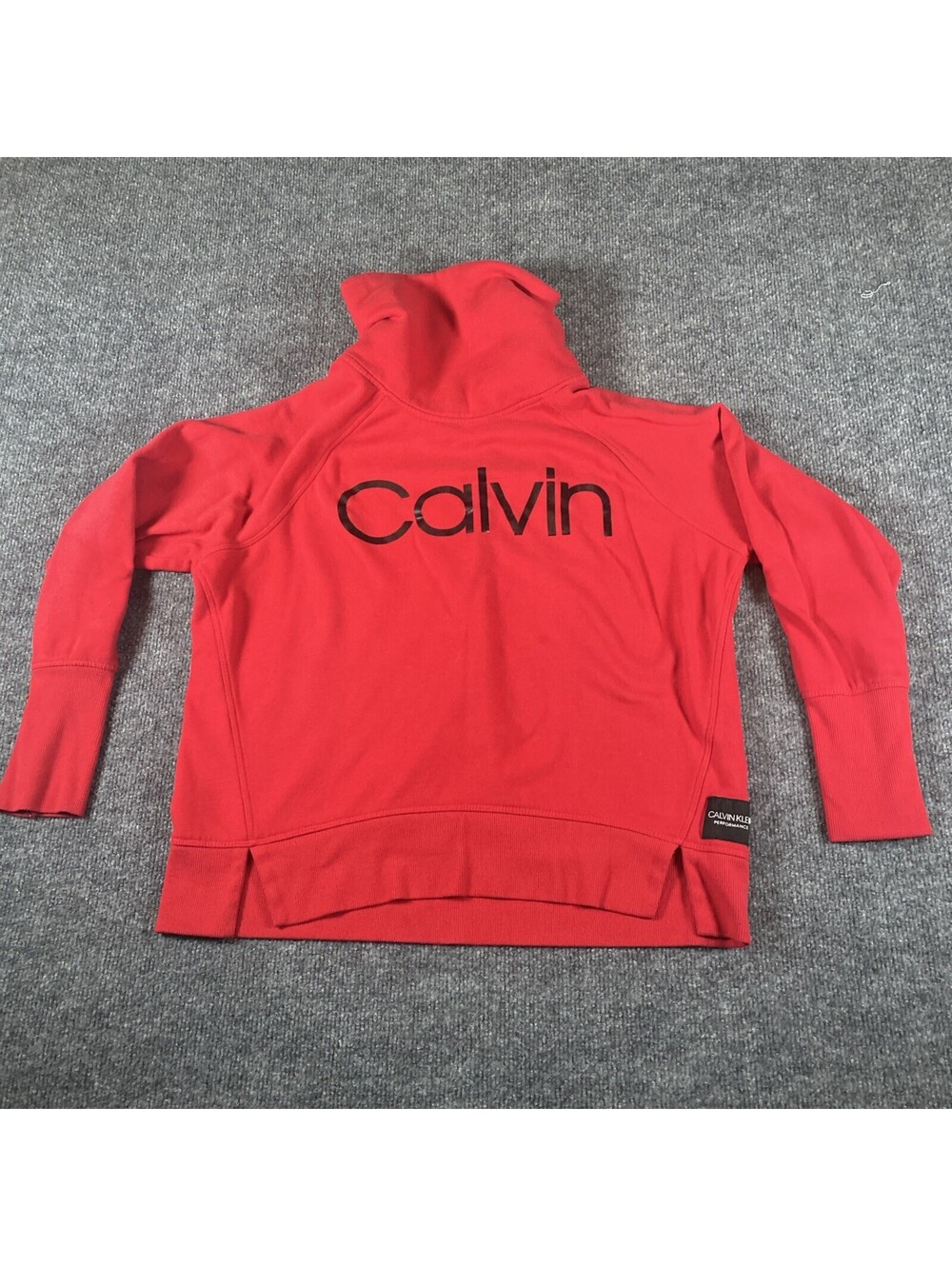 Calvin Klein Red Cowl Neck Long Sleeve Sweatshirt Top Size S /p 101